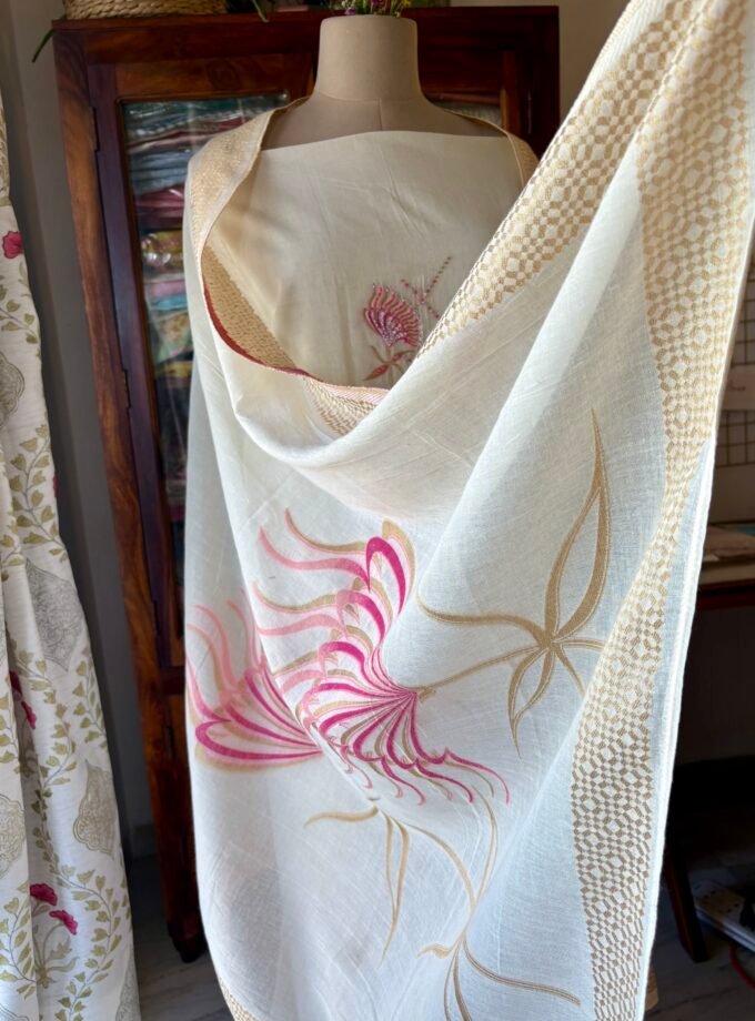 Pure Woven Organic Cotton with hand highlights Salwar by Ikhtirah