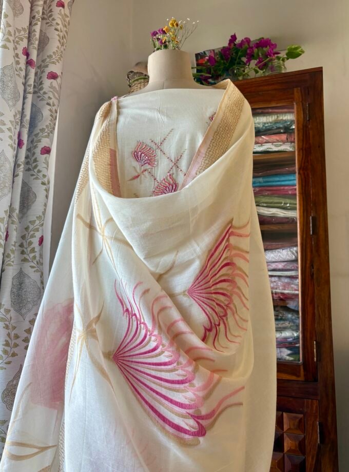 Pure Woven Organic Cotton with hand highlights Salwar by Ikhtirah