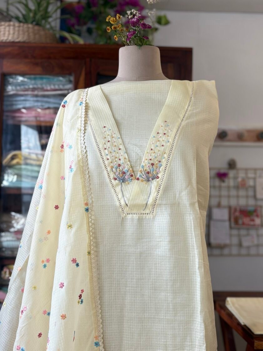 Pearl Embroidered Kota Silk Salwars by Ikhtirah - Image 3