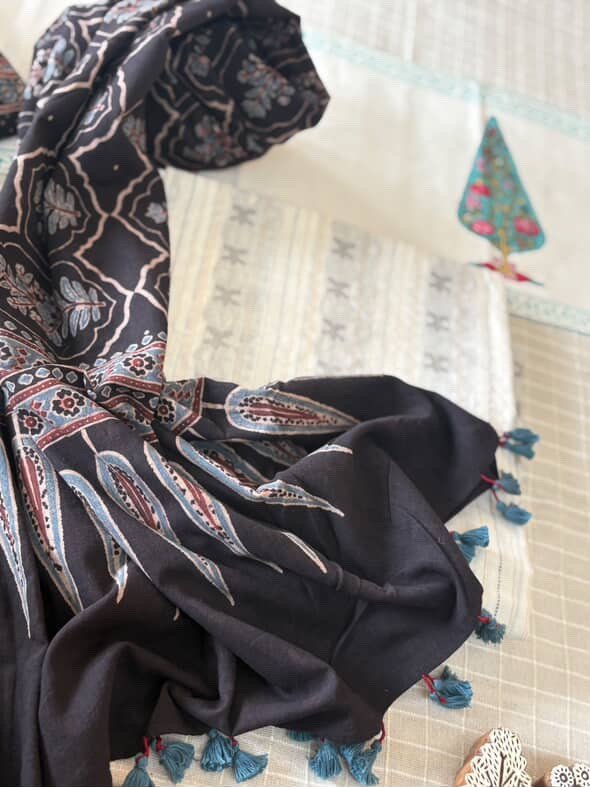 Handblock Cotton Duppatta - Woven Pure Cotton Kurta Fabric by Ikhtirah - Image 8