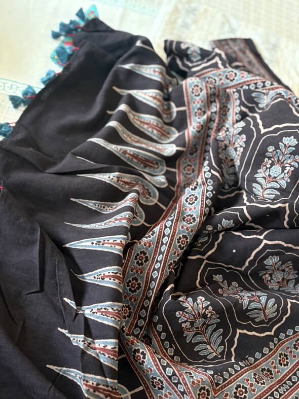 Handblock Cotton Duppatta - Woven Pure Cotton Kurta Fabric by Ikhtirah - Image 5