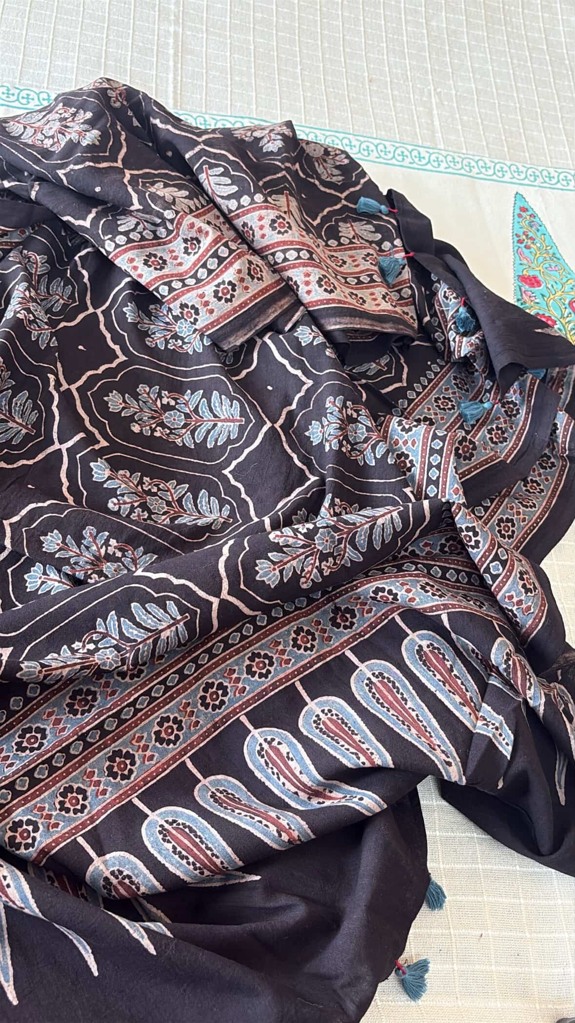Handblock Cotton Duppatta - Woven Pure Cotton Kurta Fabric by Ikhtirah - Image 3