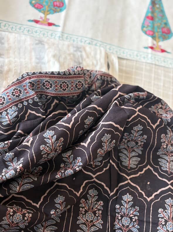 Handblock Cotton Duppatta - Woven Pure Cotton Kurta Fabric by Ikhtirah - Image 7