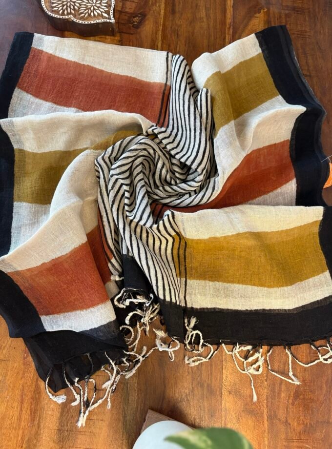 Kalaa : Natural Dye HandBlock Pure Cotton - Pure Linen Kurta Dupatta by Ikhtirah