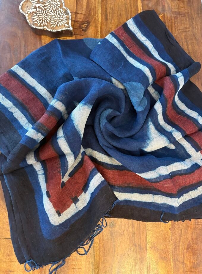 Kalaa : Natural Dye HandBlock Pure Cotton - Pure Linen Kurta Dupatta by Ikhtirah