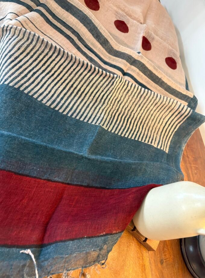 Kalaa : Natural Dye HandBlock Pure Cotton - Pure Linen Kurta Dupatta by Ikhtirah