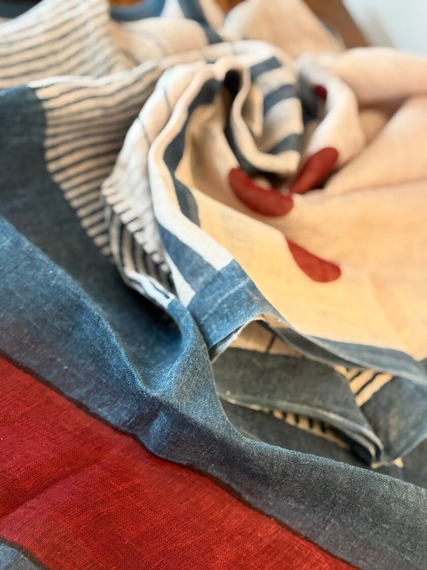 Kalaa :  Natural Dye HandBlock Pure Cotton - Pure Linen Kurta Dupatta by Ikhtirah - Image 3