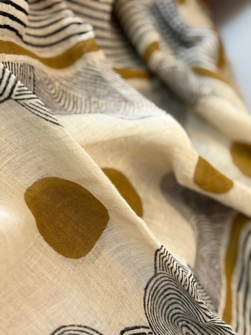 Kalaa :  Natural Dye HandBlock Pure Cotton - Pure Linen Kurta Dupatta by Ikhtirah - Image 2