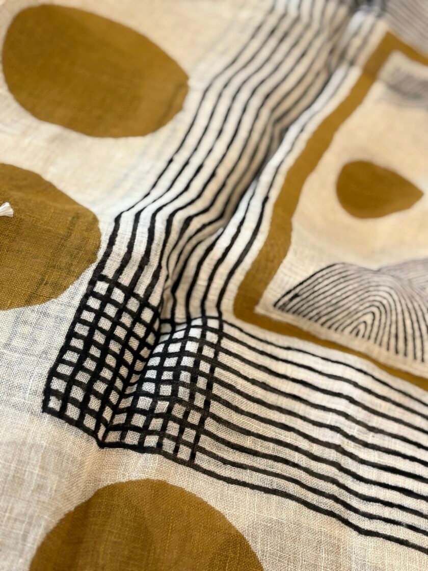 Kalaa :  Natural Dye HandBlock Pure Cotton - Pure Linen Kurta Dupatta by Ikhtirah - Image 4