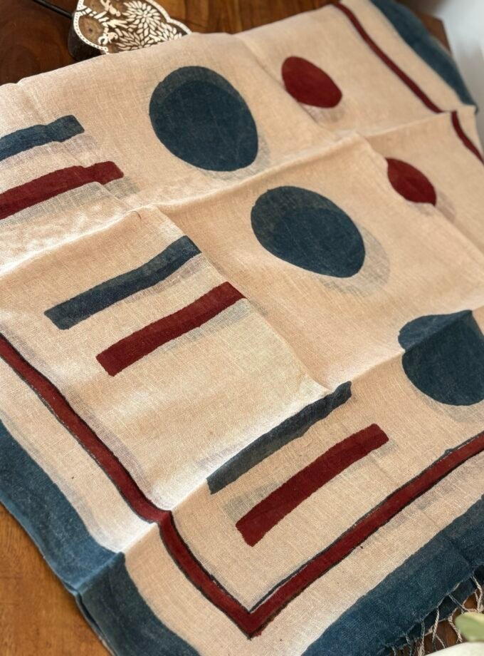 Kalaa : Natural Dye HandBlock Pure Cotton - Pure Linen Kurta Dupatta by Ikhtirah