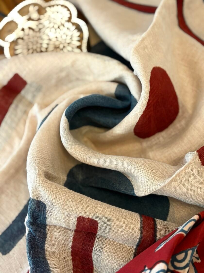 Kalaa :  Natural Dye HandBlock Pure Cotton - Pure Linen Kurta Dupatta by Ikhtirah - Image 7