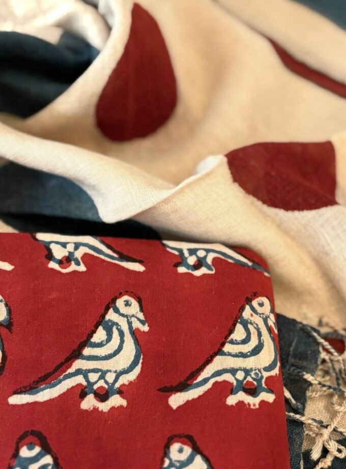 Kalaa : Natural Dye HandBlock Pure Cotton - Pure Linen Kurta Dupatta by Ikhtirah