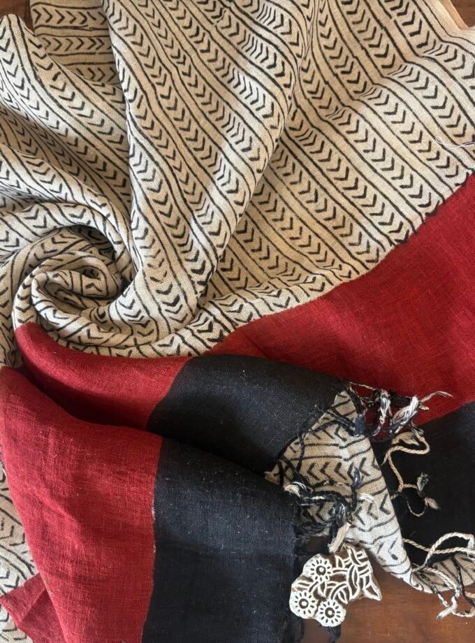 Kalaa : Natural Dye HandBlock Pure Cotton - Pure Linen Kurta Dupatta by Ikhtirah