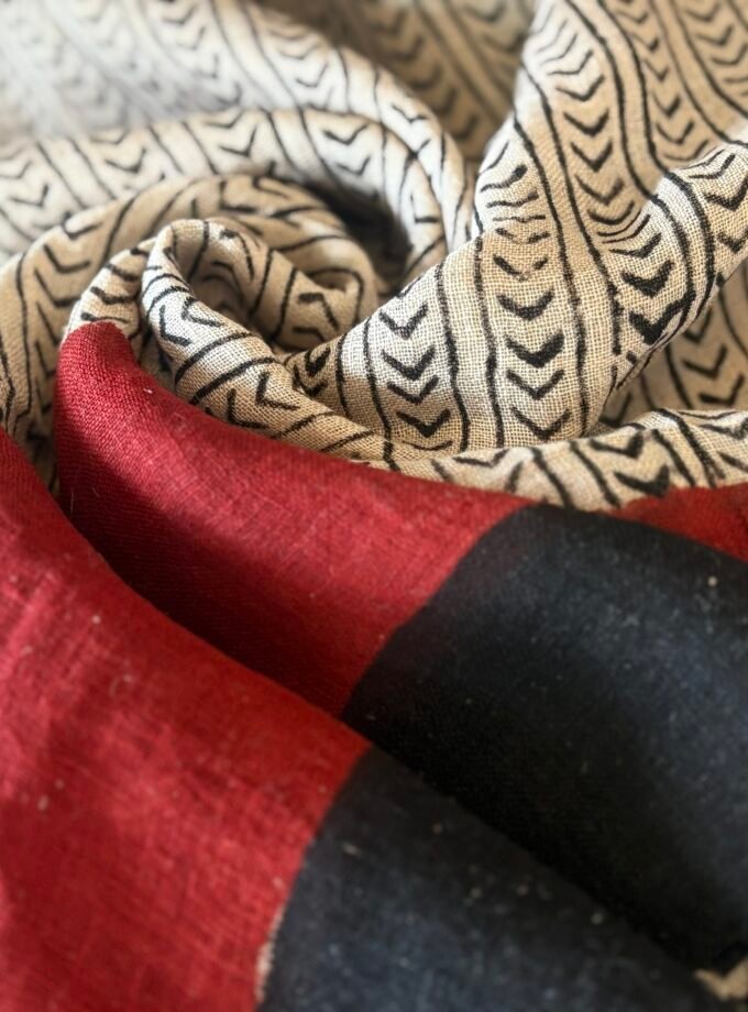 Kalaa : Natural Dye HandBlock Pure Cotton - Pure Linen Kurta Dupatta by Ikhtirah