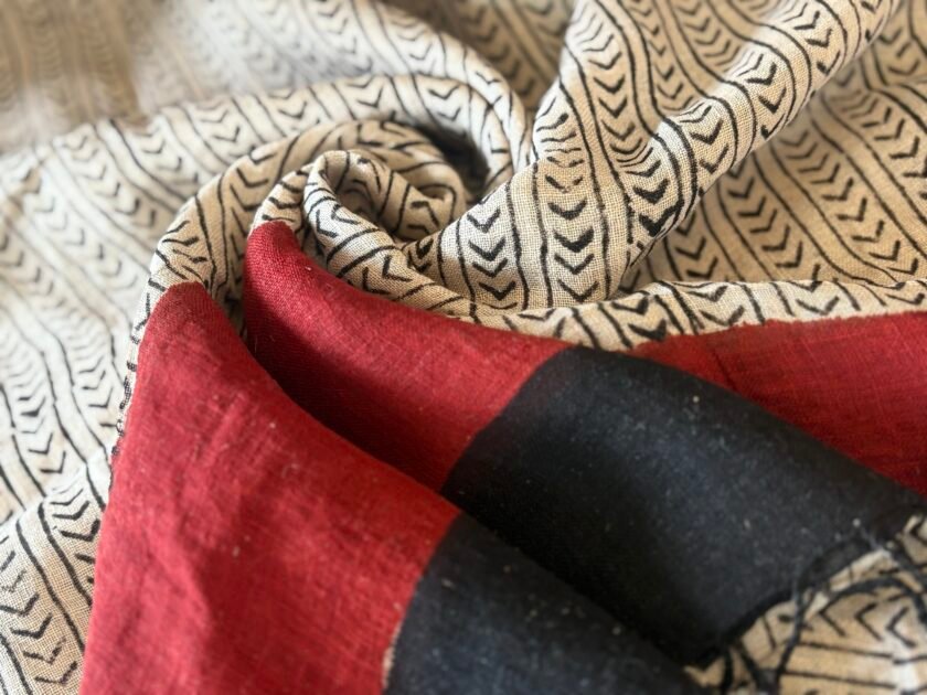 Kalaa :  Natural Dye HandBlock Pure Cotton - Pure Linen Kurta Dupatta by Ikhtirah - Image 5