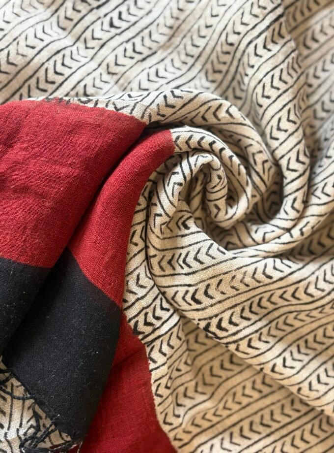 Kalaa : Natural Dye HandBlock Pure Cotton - Pure Linen Kurta Dupatta by Ikhtirah