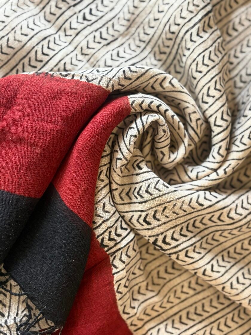 Kalaa :  Natural Dye HandBlock Pure Cotton - Pure Linen Kurta Dupatta by Ikhtirah - Image 2