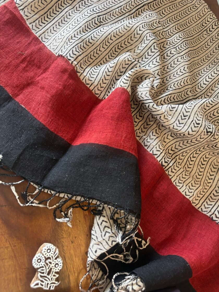 Kalaa :  Natural Dye HandBlock Pure Cotton - Pure Linen Kurta Dupatta by Ikhtirah - Image 4