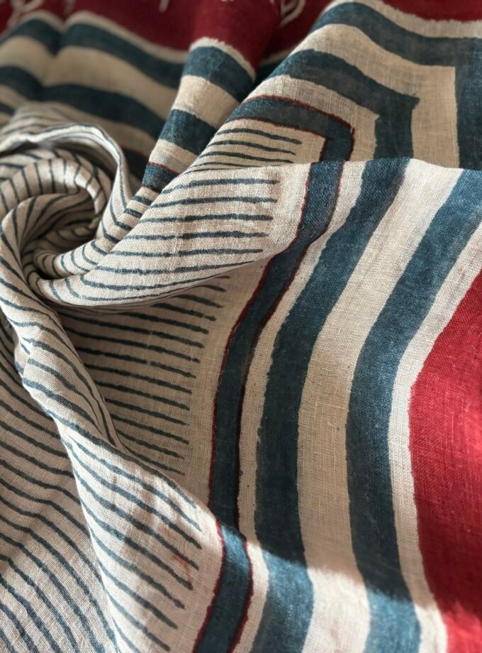 Kalaa : Natural Dye HandBlock Pure Cotton - Pure Linen Kurta Dupatta by Ikhtirah