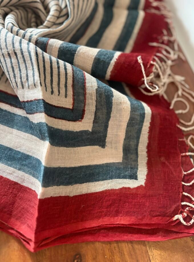 Kalaa : Natural Dye HandBlock Pure Cotton - Pure Linen Kurta Dupatta by Ikhtirah