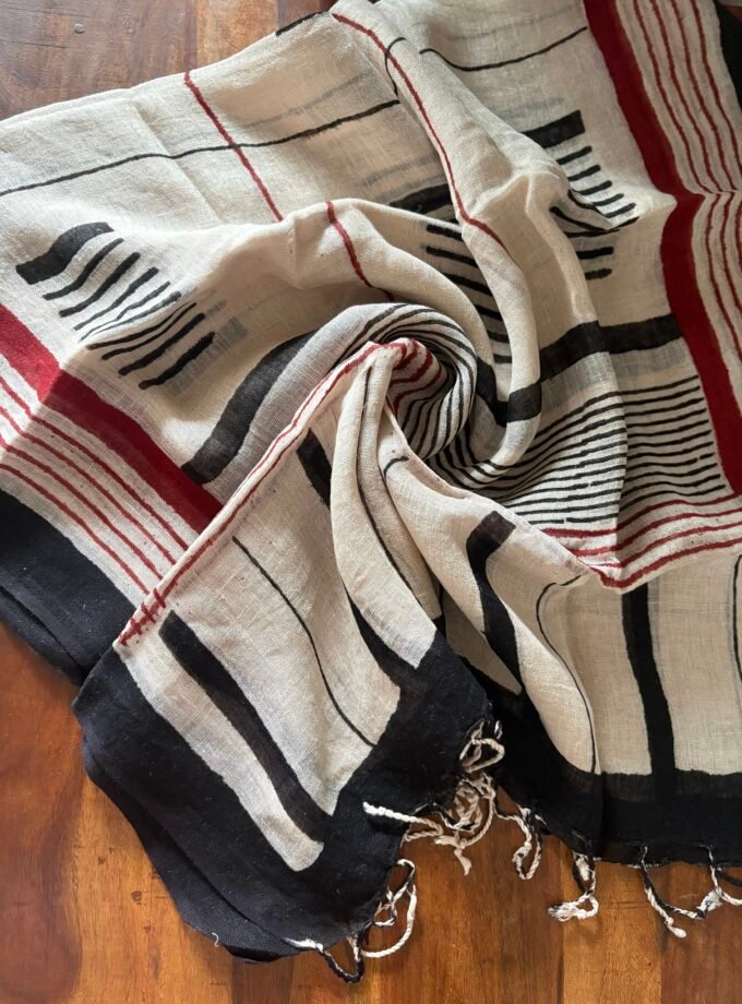 Kalaa : Natural Dye HandBlock Pure Cotton - Pure Linen Kurta Dupatta by Ikhtirah