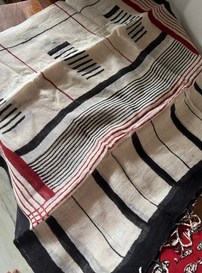 Kalaa : Natural Dye HandBlock Pure Cotton - Pure Linen Kurta Dupatta by Ikhtirah