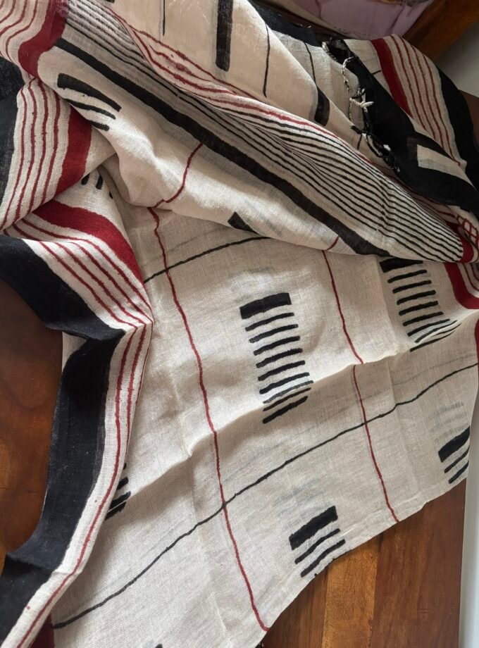 Kalaa : Natural Dye HandBlock Pure Cotton - Pure Linen Kurta Dupatta by Ikhtirah