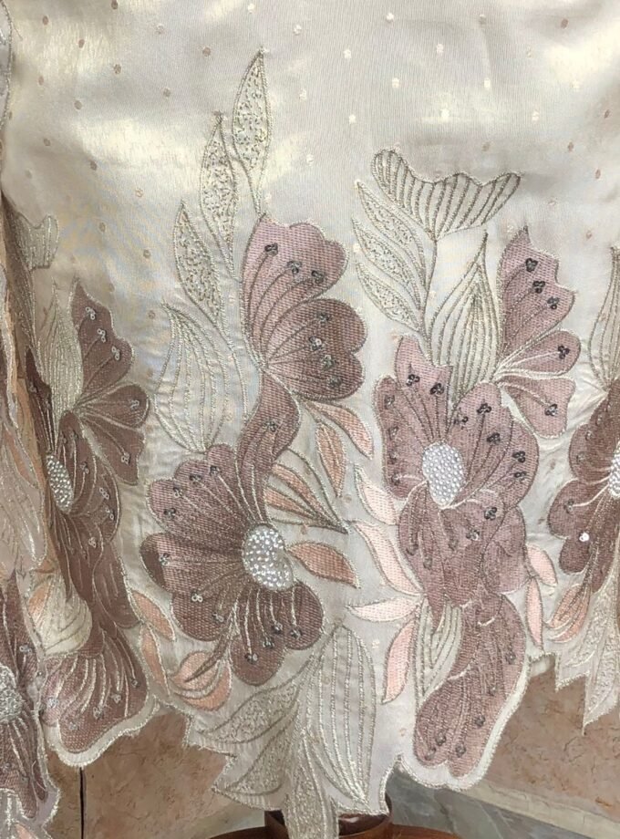 Embroidered Shimmer Silk Salwar Set by Ikhtirah