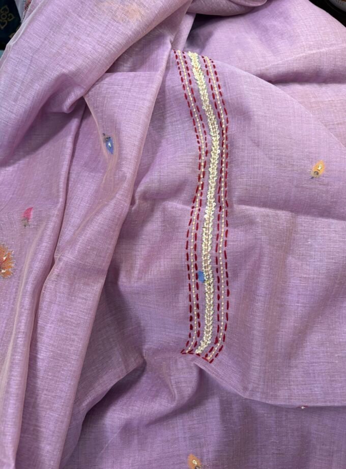 Hand Highlighted Chanderi Cotton Jaamdani Salwar Set by Ikhtirah