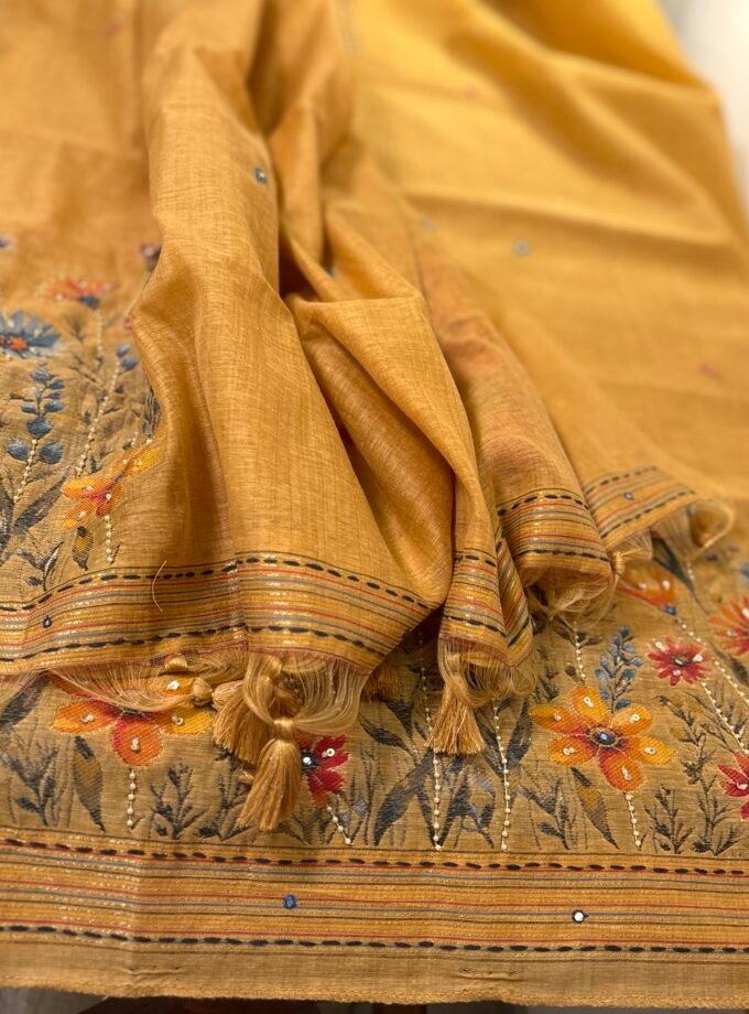 Hand Highlighted Chanderi Cotton Jaamdani Salwar Set by Ikhtirah