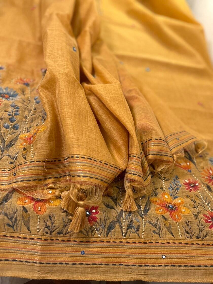 Hand Highlighted Chanderi Cotton Jaamdani Salwar Set by Ikhtirah - Image 3