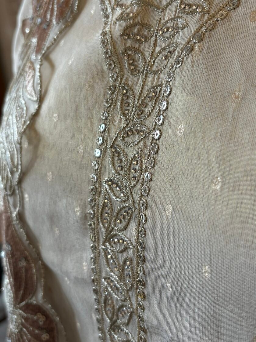 Embroidered Shimmer Silk Salwar Set by Ikhtirah - Image 5