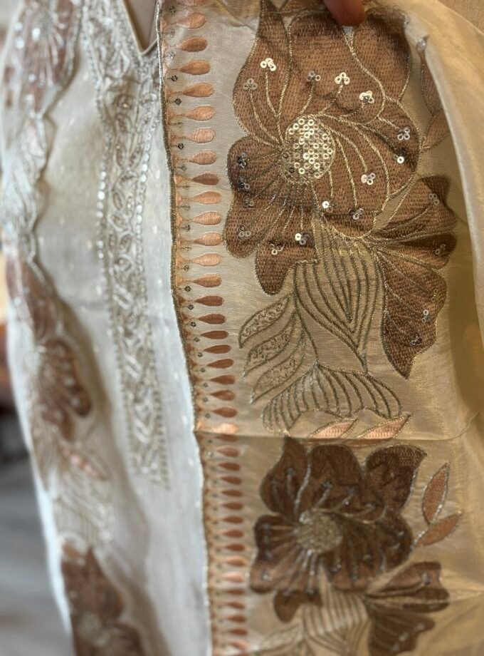 Embroidered Shimmer Silk Salwar Set by Ikhtirah