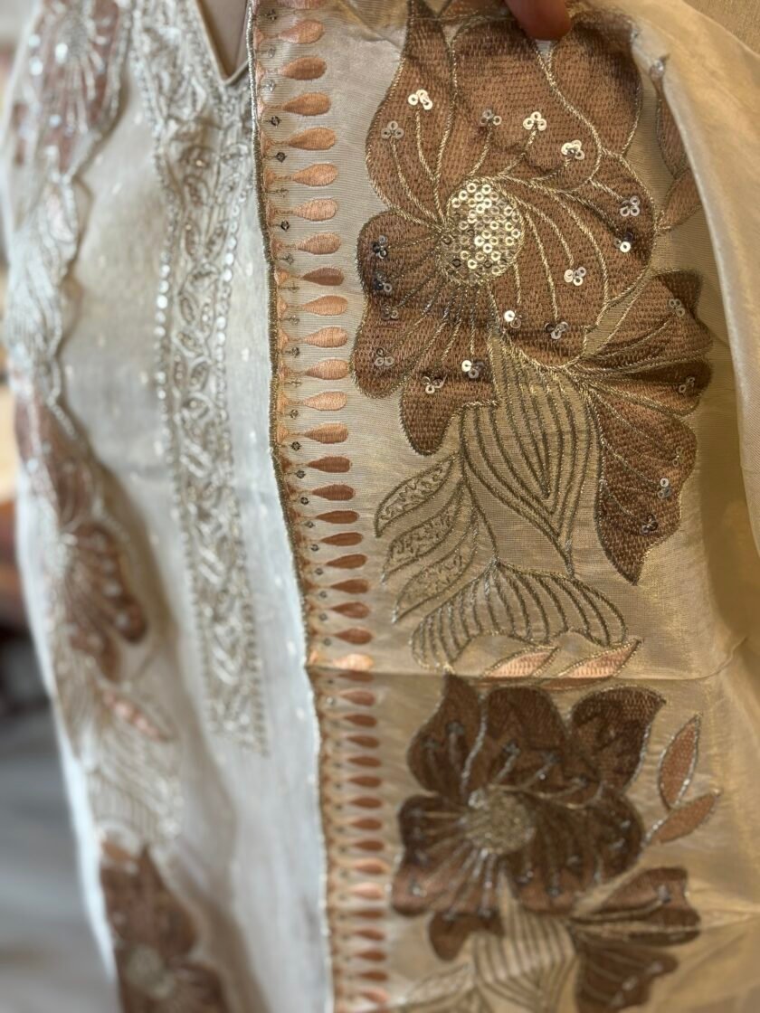 Embroidered Shimmer Silk Salwar Set by Ikhtirah - Image 6