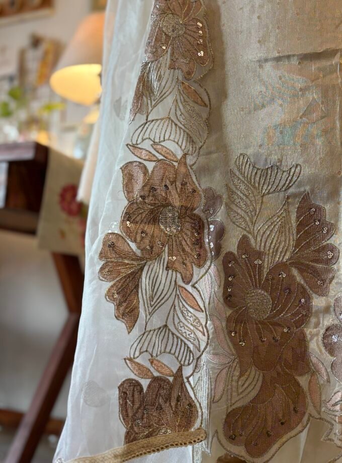 Embroidered Shimmer Silk Salwar Set by Ikhtirah