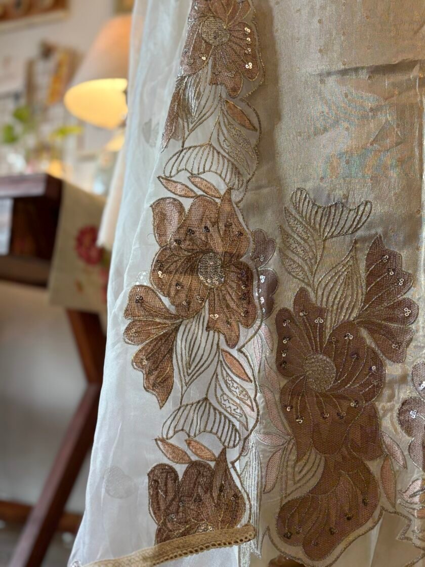 Embroidered Shimmer Silk Salwar Set by Ikhtirah - Image 7