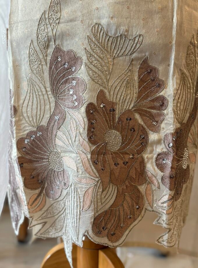 Embroidered Shimmer Silk Salwar Set by Ikhtirah