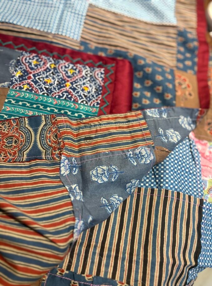 Kalaa : Pure Jaam Cotton Satin - Handcrafted Patchwork Salwar Set by Ikhtirah