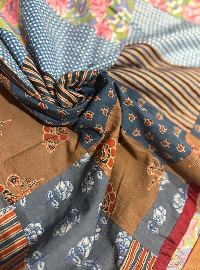 Kalaa : Pure Jaam Cotton Satin - Handcrafted Patchwork Salwar Set by Ikhtirah