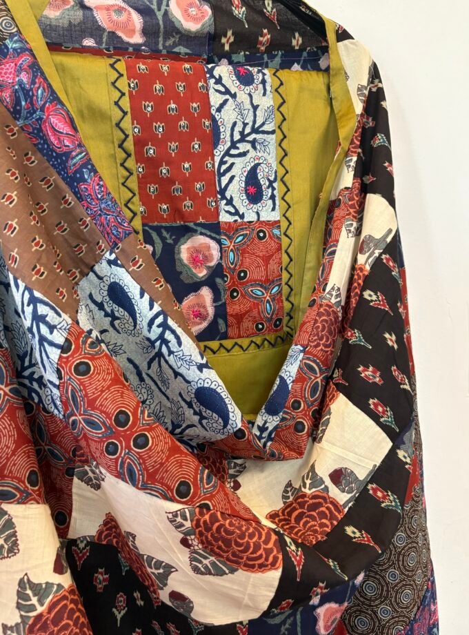 Kalaa : Pure Jaam Cotton Satin - Handcrafted Patchwork Salwar Set by Ikhtirah