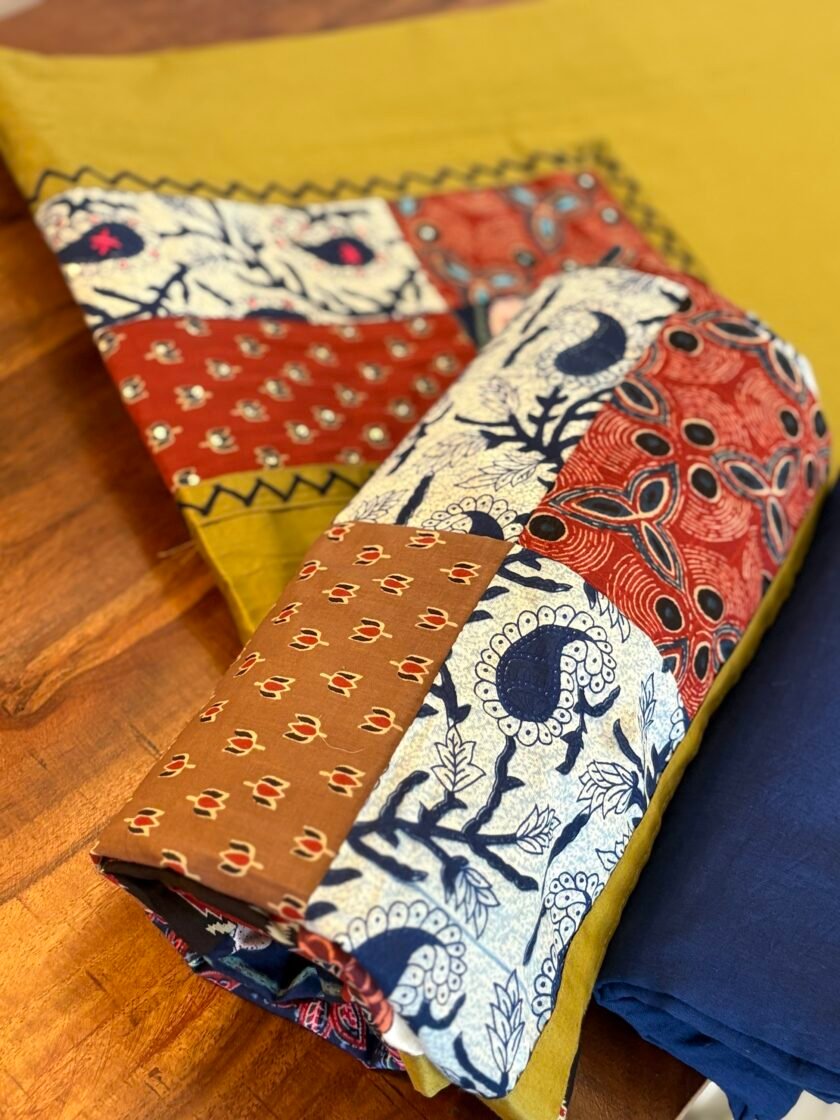 Kalaa :  Pure Jaam Cotton Satin - Handcrafted Patchwork Salwar Set by Ikhtirah - Image 6