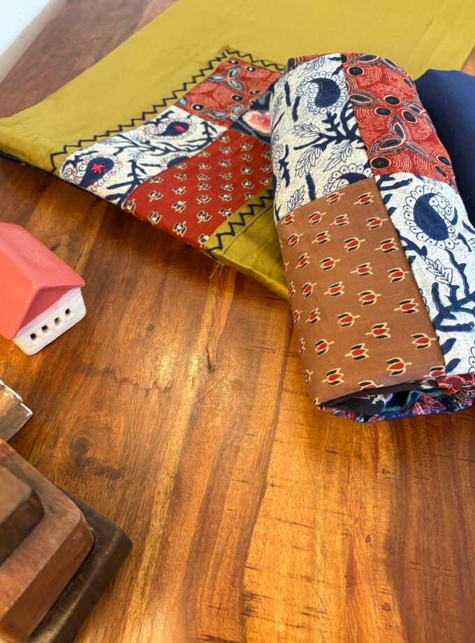 Kalaa : Pure Jaam Cotton Satin - Handcrafted Patchwork Salwar Set by Ikhtirah