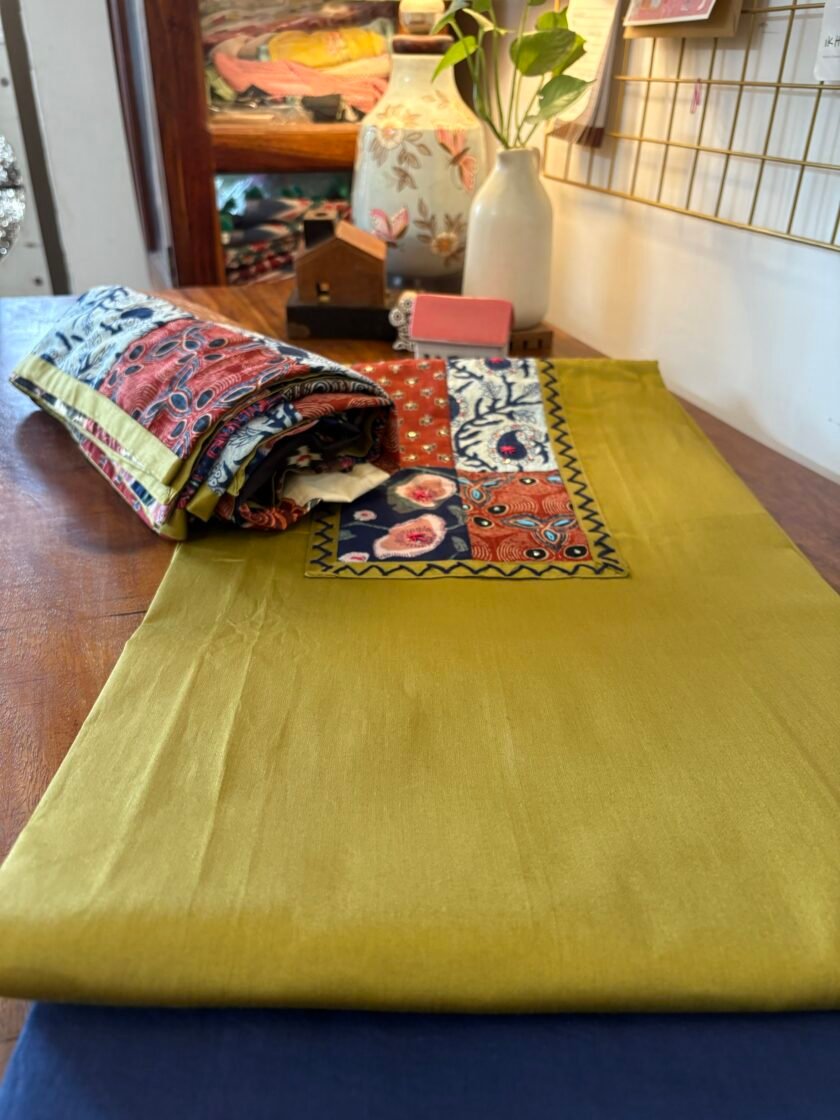 Kalaa :  Pure Jaam Cotton Satin - Handcrafted Patchwork Salwar Set by Ikhtirah - Image 3