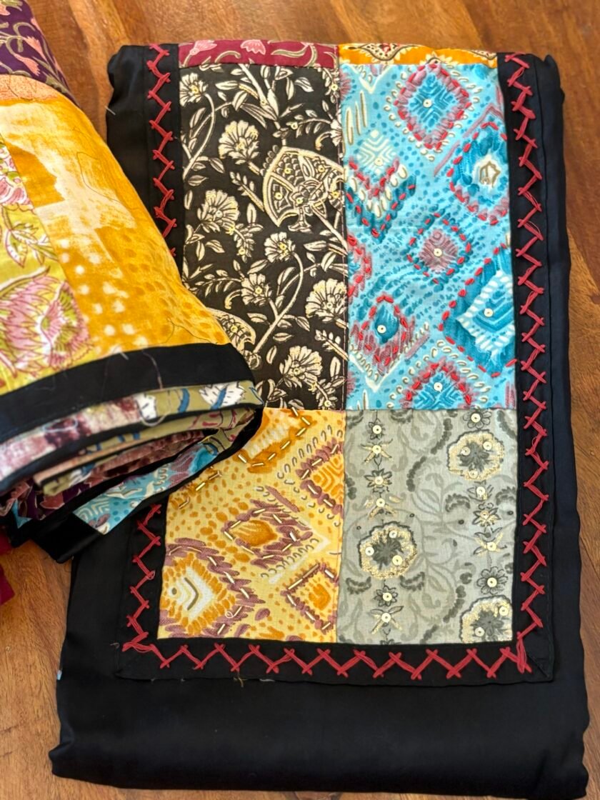 Kalaa :  Pure Jaam Cotton Satin - Handcrafted Patchwork Salwar Set by Ikhtirah - Image 5
