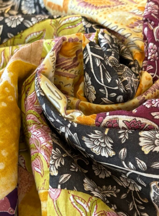 Kalaa : Pure Jaam Cotton Satin - Handcrafted Patchwork Salwar Set by Ikhtirah