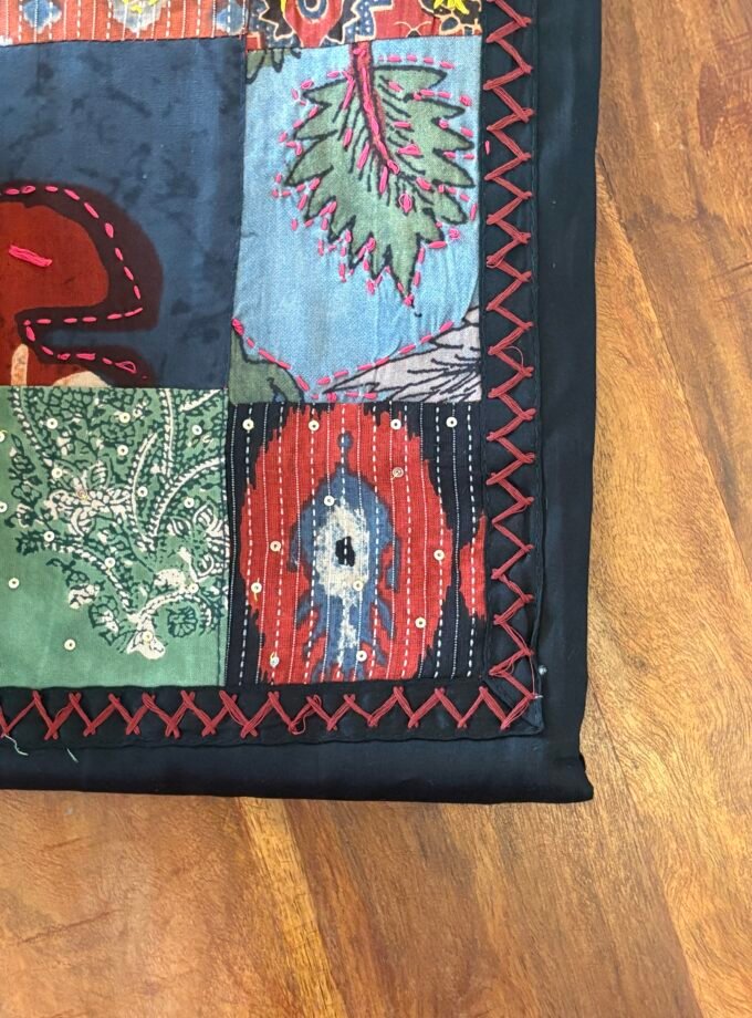 Kalaa : Pure Jaam Cotton Satin - Handcrafted Patchwork Salwar Set by Ikhtirah