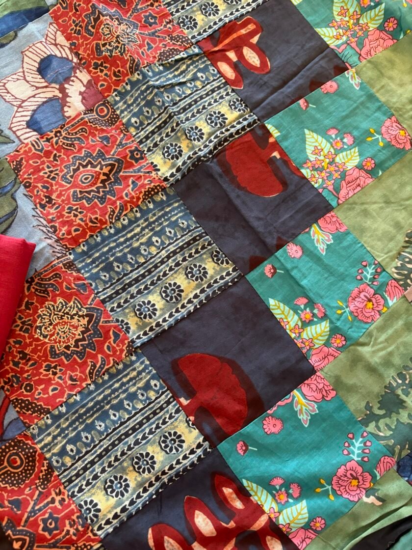 Kalaa :  Pure Jaam Cotton Satin - Handcrafted Patchwork Salwar Set by Ikhtirah - Image 4