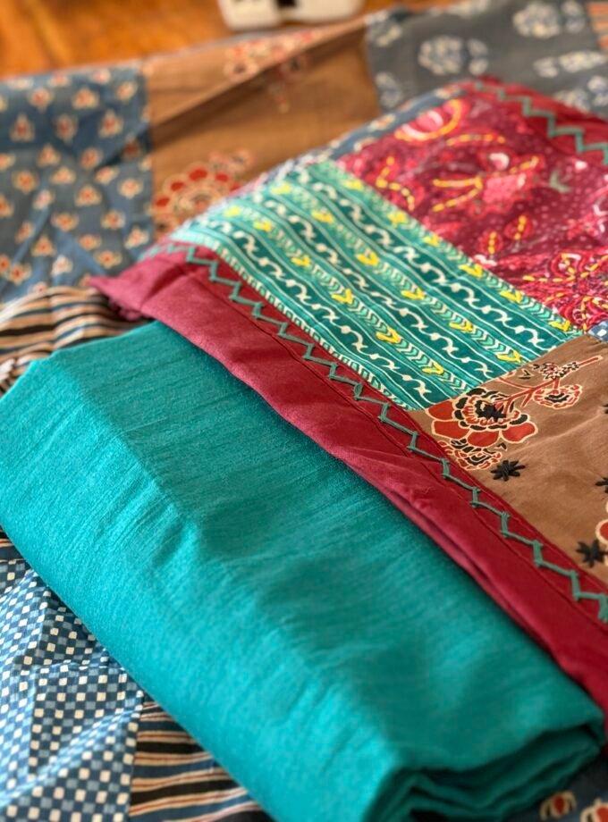 Kalaa : Pure Jaam Cotton Satin - Handcrafted Patchwork Salwar Set by Ikhtirah