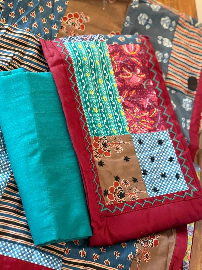 Kalaa :  Pure Jaam Cotton Satin - Handcrafted Patchwork Salwar Set by Ikhtirah - Image 5