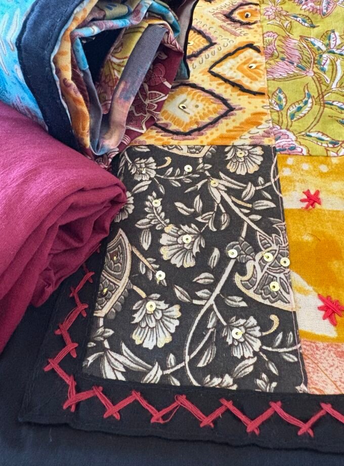 Kalaa : Pure Jaam Cotton Satin - Handcrafted Patchwork Salwar Set by Ikhtirah